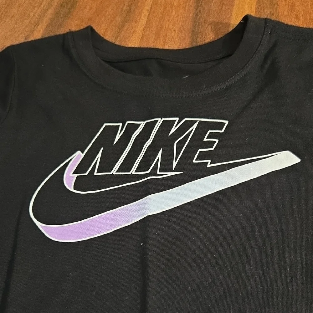 Nike Black Tee and Leggings Set with White & Lavender Swoosh - Picture 2 of 8